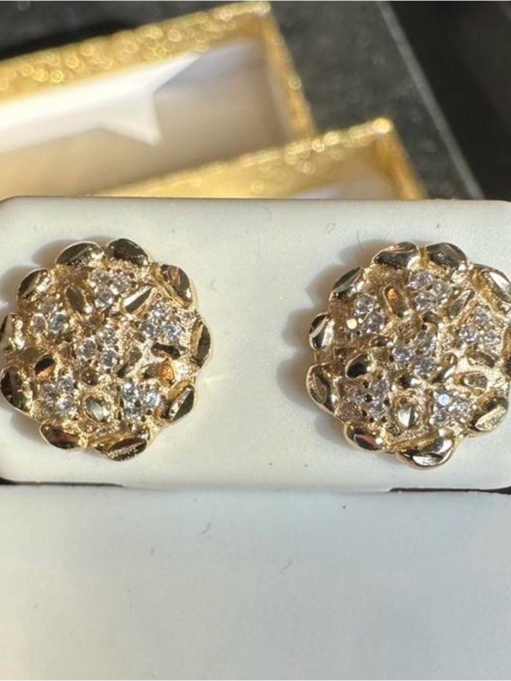 Gold nugget earrings-925 sterling silver